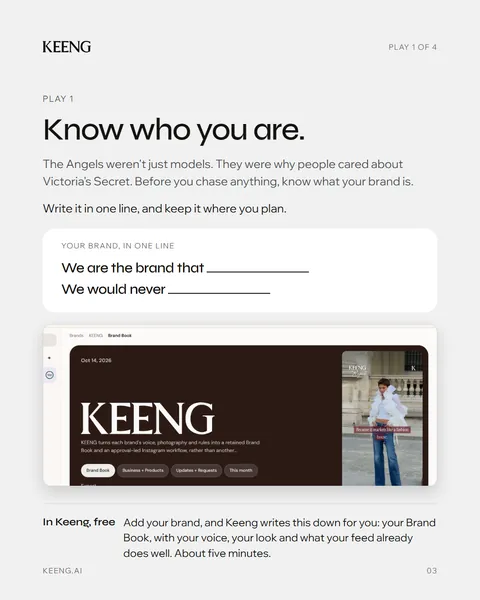 Play 1: know who you are, with the Brand Book Keeng writes