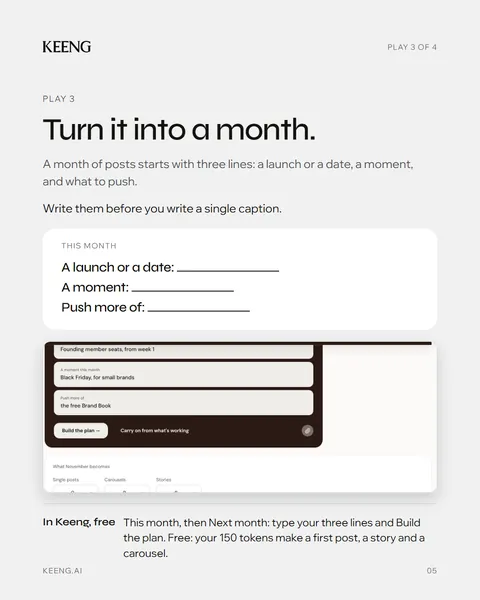 Play 3: turn it into a month, with the three lines in Keeng